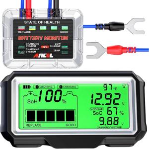 imageANCEL BM200 PRO 12V Battery Monitor 433MHZ Wireless Transmission Battery Monitor with Cranking ampamp Charging Test Voltage ampamp Temperature Monitoring Alarm Function for Car Motocycle RV Truck ampamp Boat