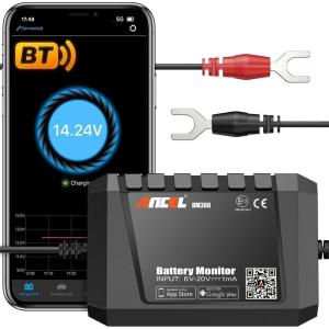 imageANCEL BM300 12V Battery Monitor Bluetooth 40 Automotive Voltmeter with Charging Cranking System Test ampamp Alarm  Compatible for Solar Power Systems RVs Motorcycles Boats Cars and TrucksBlack