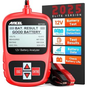 imageANCEL BST200 Car Battery Tester 12V Automotive 1001100 CCA Battery Load Tester Tool Auto Battery Analyzer Digital Tester for Car Truck Motorcycle SUV Boat and More
