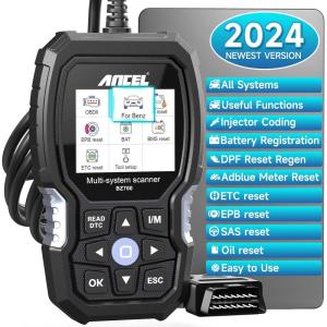 imageANCEL BZ700 OBD2 Scanner fit for Mercedes Benz Sprinter SmartFull System Car Code Reader Diagnostic Tool with All Reset Services Battery Registration ABS Bleed Airbag EPB Oil SAS TPS CKP Active TestBLACK