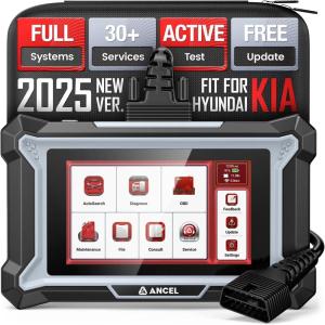 imageANCEL DS160 OBD2 Scanner for Kia Hyundai Full System Bidirectional Scan Tool 30 Reset Functions ABS Bleed Gearbox Learn Battery Match SAS Oil Reset Lifetime Free Updates Full OBD2 AutoVIN