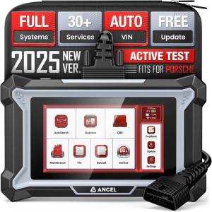 imageANCEL DS160 Scan Tool fits for Porsche Full System Bidirectional OBD2 Scanner with 30 Resets ABS Bleeding Gearbox Learning SASOilBMS Reset Online Support Chat Lifetime Free WiFi Updates