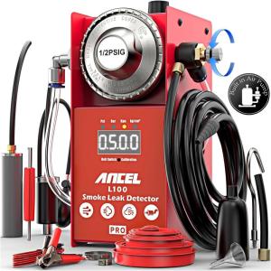 imageANCEL L100PRO Smoke Machine Automotive Builtin Air Compressor Adjustable Digital Pressure Gauge ampamp Flow Dial Safe Car Smoke Leak Tester for EVAP Vacuum Fuel Exhaust Intake Pipes Leak Detectionred