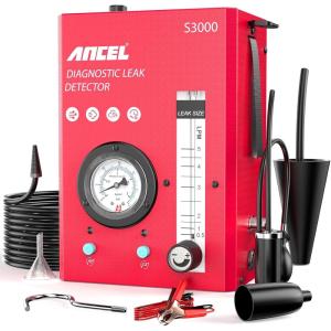 imageANCEL S3000US Smoke Machine Automotive with Builtin Air Compressor Pressure Gauge ampamp Adjustable Flow Meter Automotive Smoke Machine Leak Detector for EVAP Fuel Vacuum System ampamp MoreRed