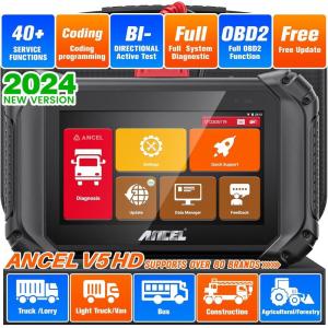 imageANCEL V5 HD Heavy Duty Truck Scanner2025 Elite Bidirectional Diesel Diagnostic Scan Tool40 Resets Full System Diagnostic Tool Code Reader ABS SRS DPF Regen for Truck ampamp Commercial Vehiclegray