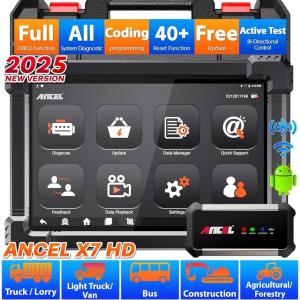 imageANCEL X7HD 10 Heavy Duty Truck Scanner Semi Trucks Full System Diagnostic Tool Bidirectional Diesel Scan Tool with DPF ECU Coding 40 Reset for Cummins Detroit Caterpillar Volvo Paccar etcBlack