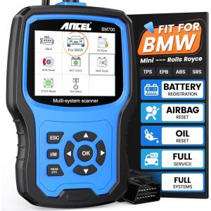 imageAncel BM700 Fit for BMW OBD2 Scanner  Full System Diagnostic Scan Tool with All Reset Services Battery Registration Tool for BMW Mini Cooper Code Reader Enhanced CBS ResetCorrect EGS CAS Resetblue